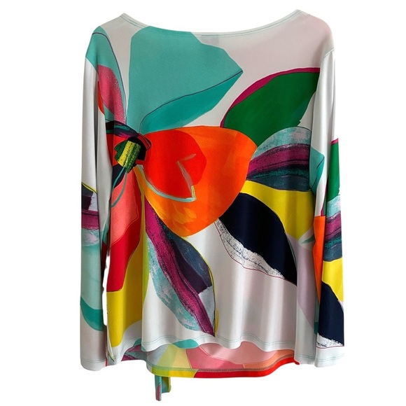Clara Sun Woo Multicolored Floral Blouse With Knot Tie XL - Picture 2 of 6
